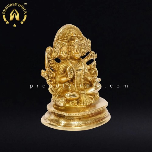 ProudlyIndia 7" Brass Panchmukhi Hanuman Murti,Hanuman Statue,Bajrangbali Statue - Picture 5 of 6