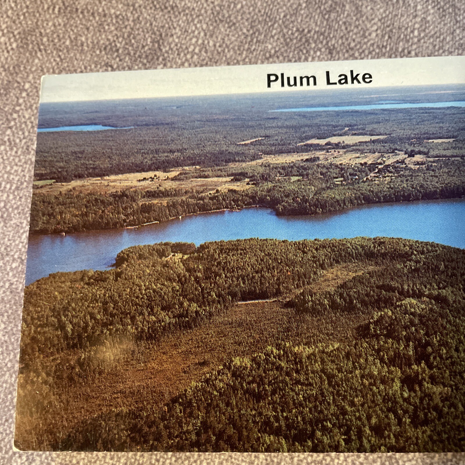 Sayner WI Aerial View Of Plum Lake Chrome Postcard Wisconsin eBay