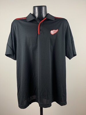 Men's Reebok Center Ice Detroit Red Wings Black NHL Performance Polo NWT Small