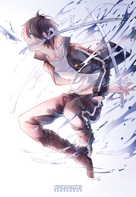 Anime sword black hair boys yato noragami blue Playmat Gaming Mat