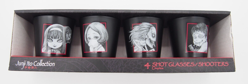 Juego de disparos de vidrio de 4 disparos ABYSTYLE Junji Ito Collection rojo negro blanco 1,7 oz - Imagen 3 de 9