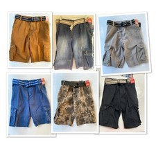 NWT- WRANGLER PREMIUM BOY'S CARGO SHORT - ADJUSTED ELASTIC WAIST W/ BELT