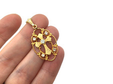 New Gold Plated Cross Necklace Rhinestone Shiney