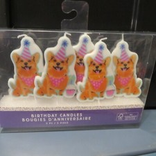 5 Piece Corgi Dog Birthday Candles Hat Cupcakes NIP
