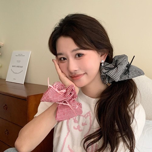 Plaids Hair Rings Bowknot Hair Ropes Elegant Hair Scrunchies Women Girl - Picture 9 of 12