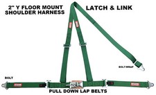 Dark Green Off Road 2 Latch Link Y Floor Mount Harness 3 Point Buggy Belt
