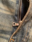 Amiri mike indigo mx1 leather stretch denim jeans size 34 waist W patched rare — photo 8