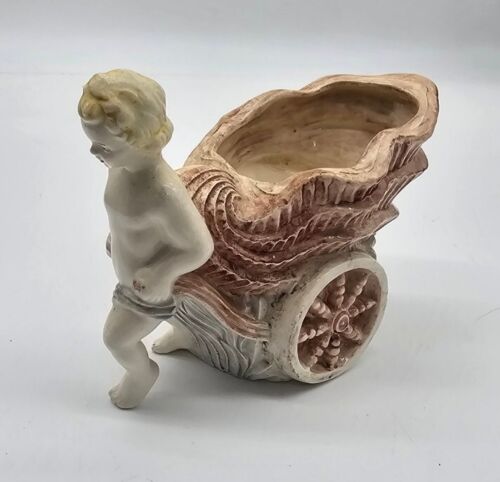 Angel Nymph Cupid Small Planter Holder Seashell  - Picture 1 of 6