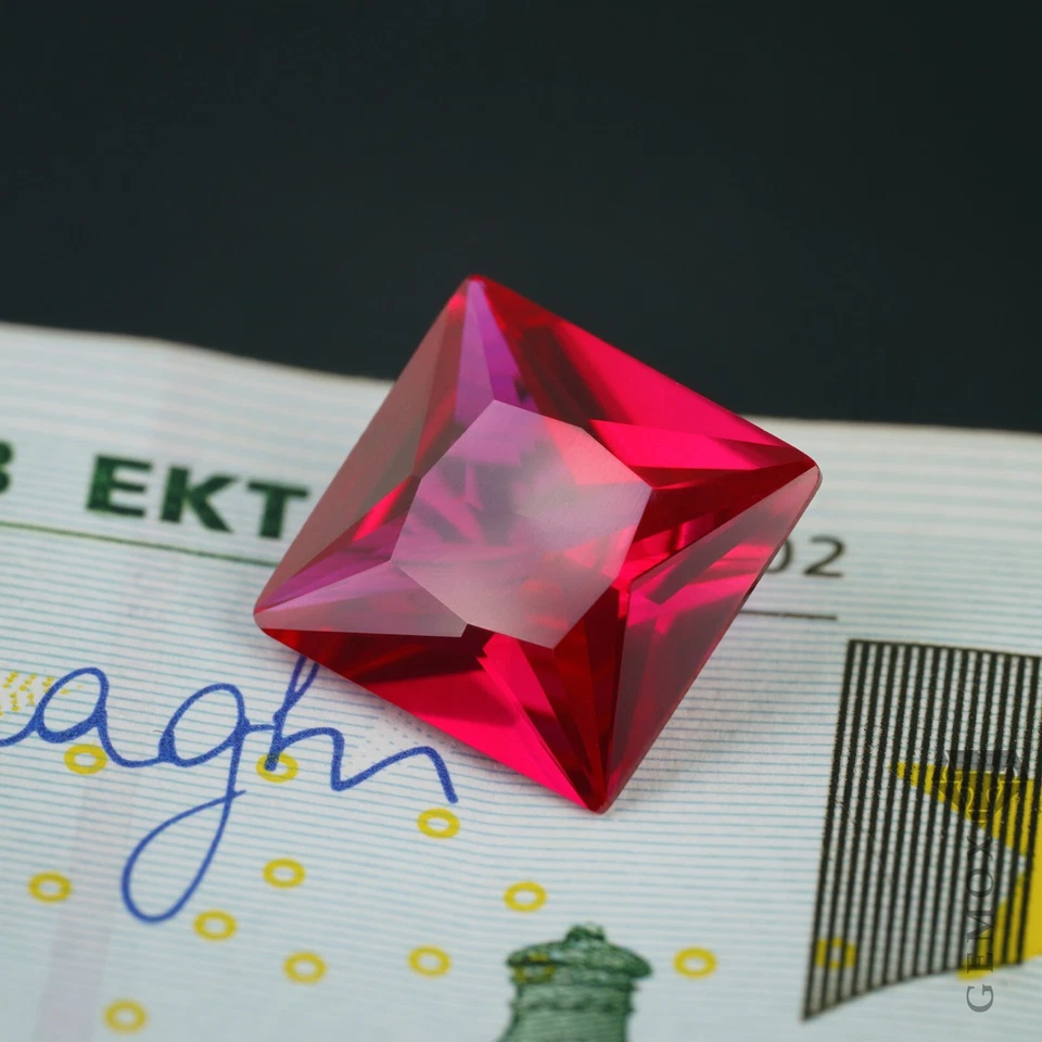 Ruby Square Princess Cut Genuine Lab-Grown Loose Gemstone Raspberry Red Stone EU - Image 4 of 4