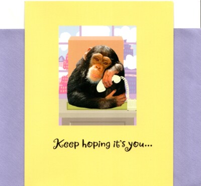 Funny Miss You Monkey Chimp Chimpanzee Banana Hallmark Greeting Card 