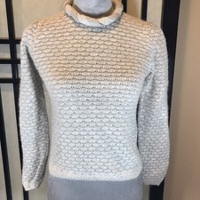 Vintage SML Sport Sweater Roll Neck Womens Gray Silk Nylon  Blend Small Size M