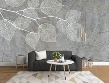 3D Gray Leaf Texture ZHUB4974 Wallpaper Wall Mural Removable Self-adhesive Ann