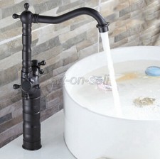 Oil Rubbed Bronze Bathroom Vanity Sink Faucet Dual Cross Handles Mixer Tap