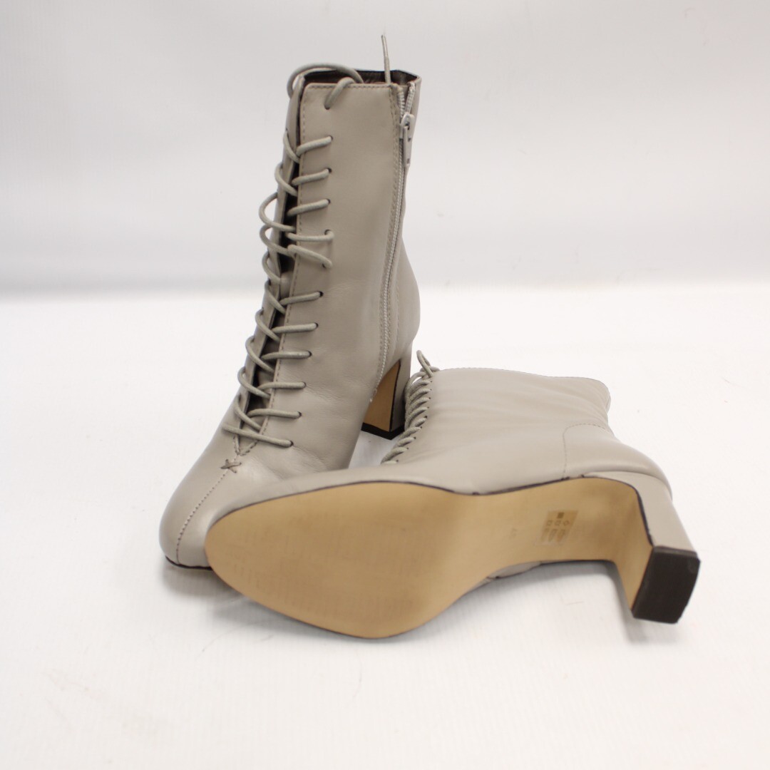 Womens JONES Bootmaker Beige Leather Lace Up Mid Calf Boots UK 4 EU 37