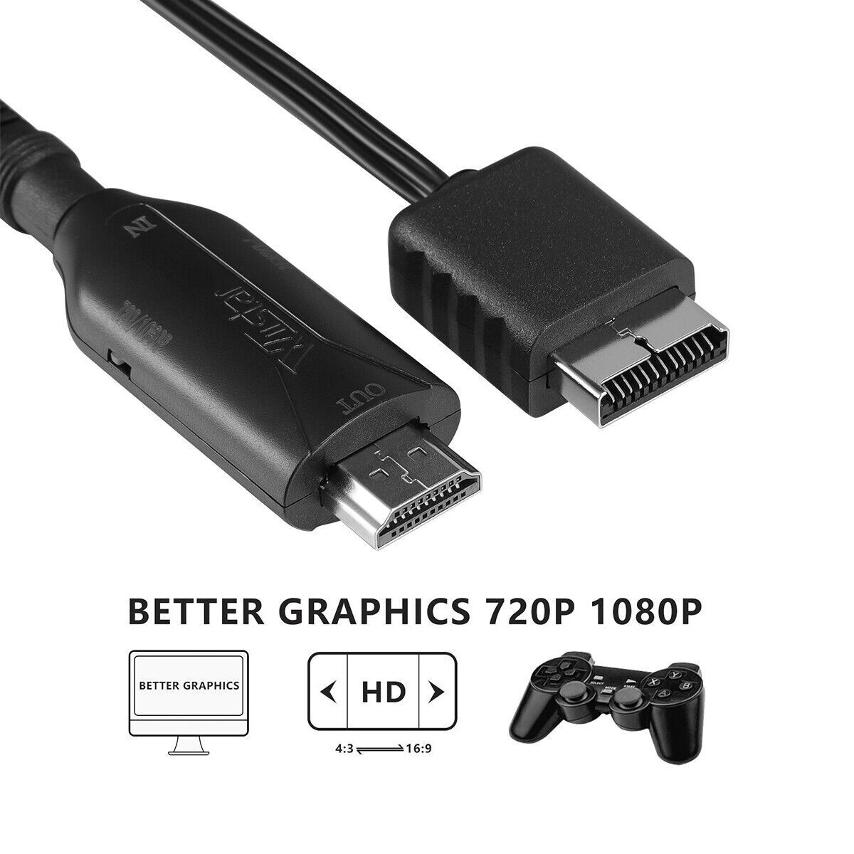 For Sony PS1/PS2 to HDMI Converter Game Console Audio Video 1080p