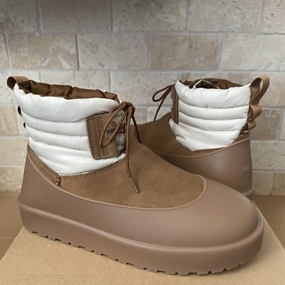 UGG Classic Mini Lace-up Weather Chestnut Suede Sheepskin Ankle Boot Size 12 Men