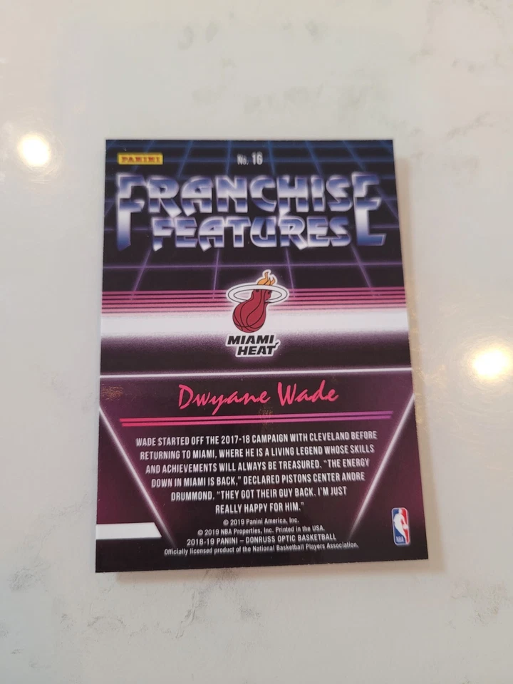 2018 Panini Donruss Optic Dwyane Wade Franchise Features Insert #16 - Image 2 of 2
