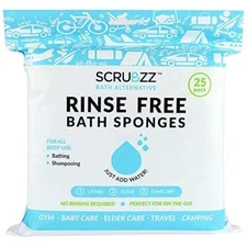 Scrubzz Disposable No Rinse Bathing Wipes - 25 Pack - All-in-1 Single Use Shower