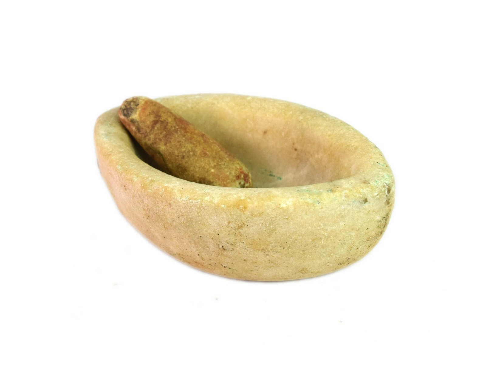 Old Hand Carved Stone Marble Spices Grinder Mortar Pestle Collectible G38-73