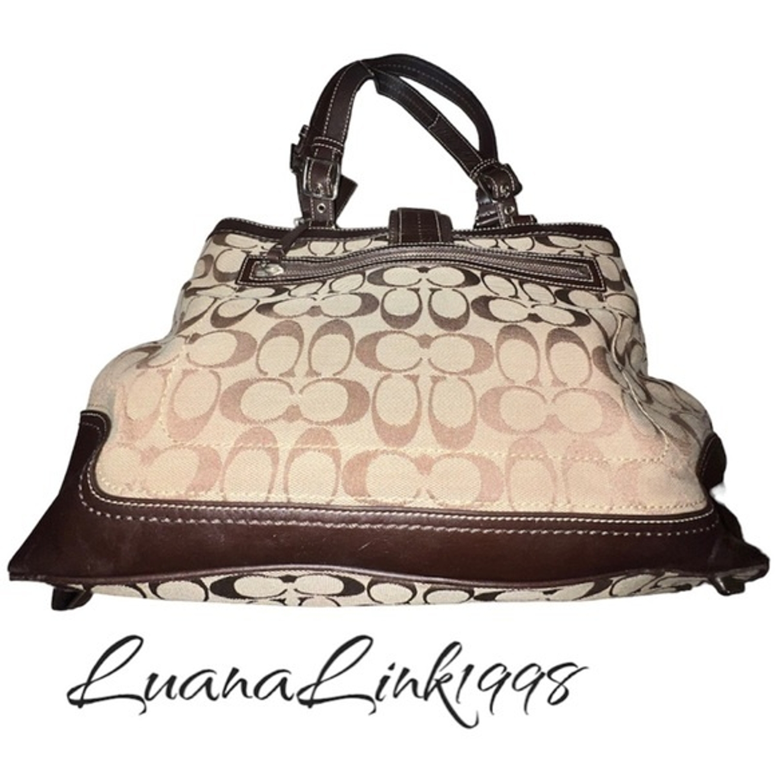 Coach Authentic Hampton F12643 Brown Signature Sa… - image 8