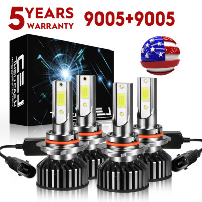 For Hyundai Elantra 2021-2023 COB LED Headlight Bulbs HB3 9005 High&Low Beam 4PC