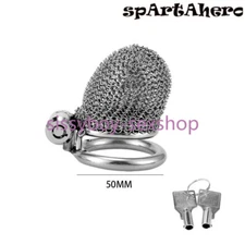 Metal Mesh Male Chastity Cage Lock Stainless Steel Hidden Lock Design Abstinence