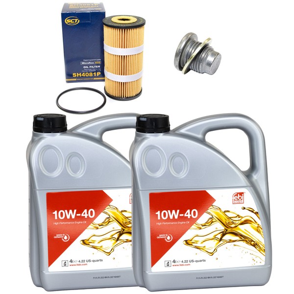 MotoröL Set Febi SAE 10W-40 8 Liter + ÖLfilter + Schraube FüR Opel Vivaro 2.0-image