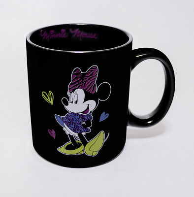 AUTHENTIC DISNEY MINNIE MOUSE 10 OZ BLACK CERAMIC CUP MUG