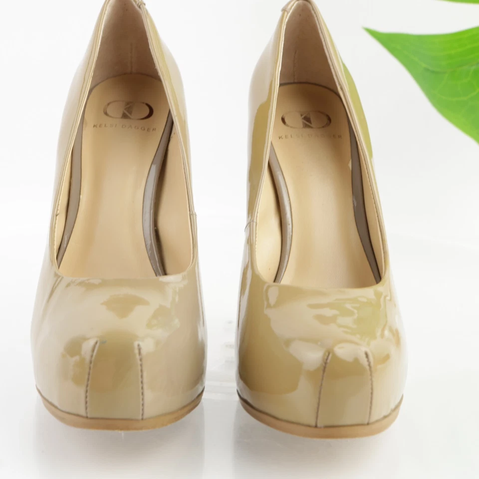 Zapatos de salón Kelsi Dagger para mujer talla 8,5 plataforma tacones nude bronceado charol neutro Foto 3 de 4