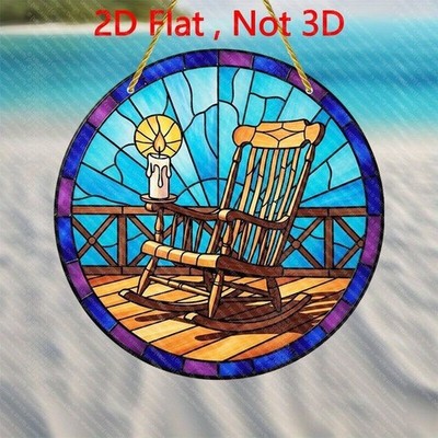Outdoor Acrylic Sun Catcher Beach Rocking Chair Scene Balcony Garden Decorarion