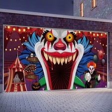 6 x 13 ft Evil Clown Halloween Garage Door Cover Decorations Horror Banner