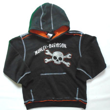 Youth Kids size 5 Harley Davidson Pullover Hoodie Sweater Black/Orange Skull