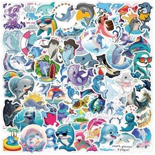 Cute Dolphin Vinyl Stickers, 60Pcs Funny Dolphin Marine Animals Laptops Bottles