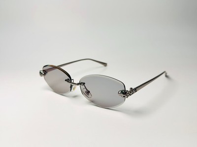 Vintage Rimless Oval Sunglasses Y2K Silver Mirror Shades Retro Narrow Sunglasses