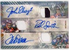 John Elway Rod Smith Terrell Davis 2022 Zenith Patch Autograph Card TSA-JRT 4/15