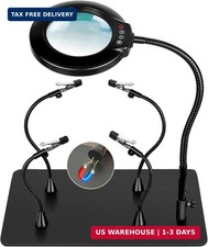 Soldering Helping Hands 10X Magnifying Glass with light and Stand PCB Holder, Dr