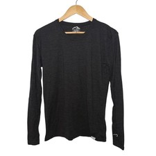 Merino Tech Long Sleeve Shirt Black Base Layer 100% Superfine Merino Wool Large