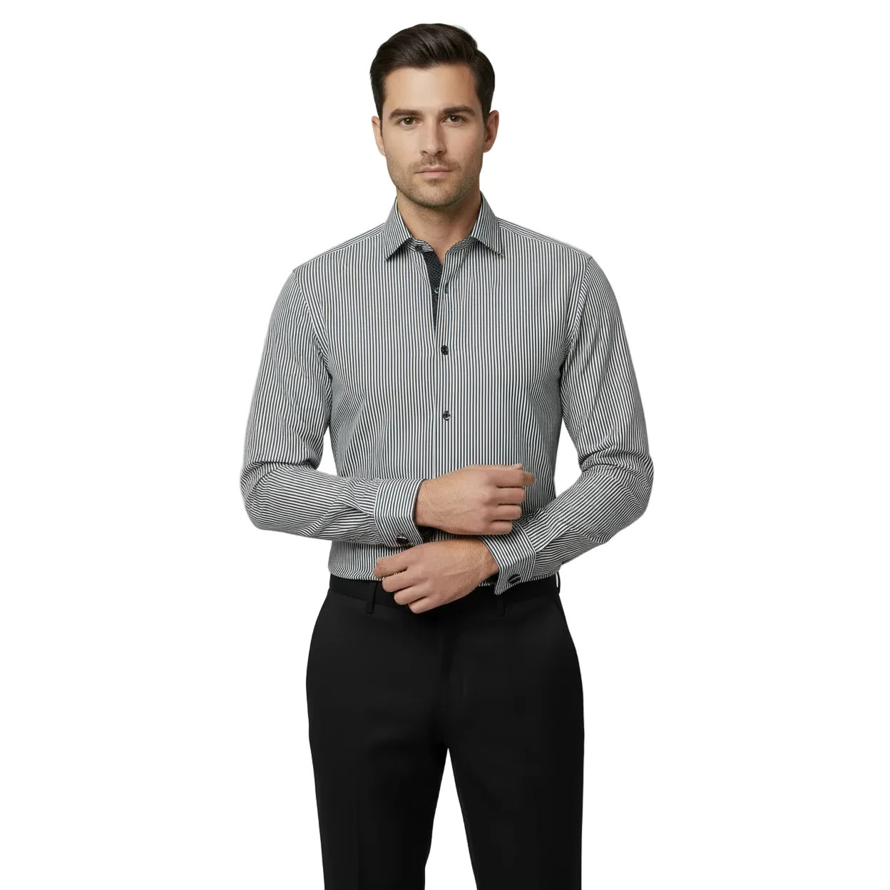 Mens Shirt J.Valintin Turkey Usa Egyptian Cotton High Neck 1f94-06 Black