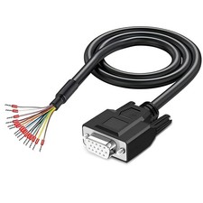 10 FT 24AWG VGA Female RS232 15Pin Serial Extension Cable Gold Plated Bare