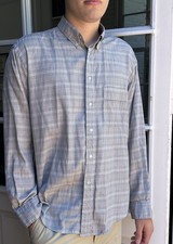 Vintage 80s 90s YSL 16 1/2 Button Down Shirt 34-35 Checked Yves Saint Laurent
