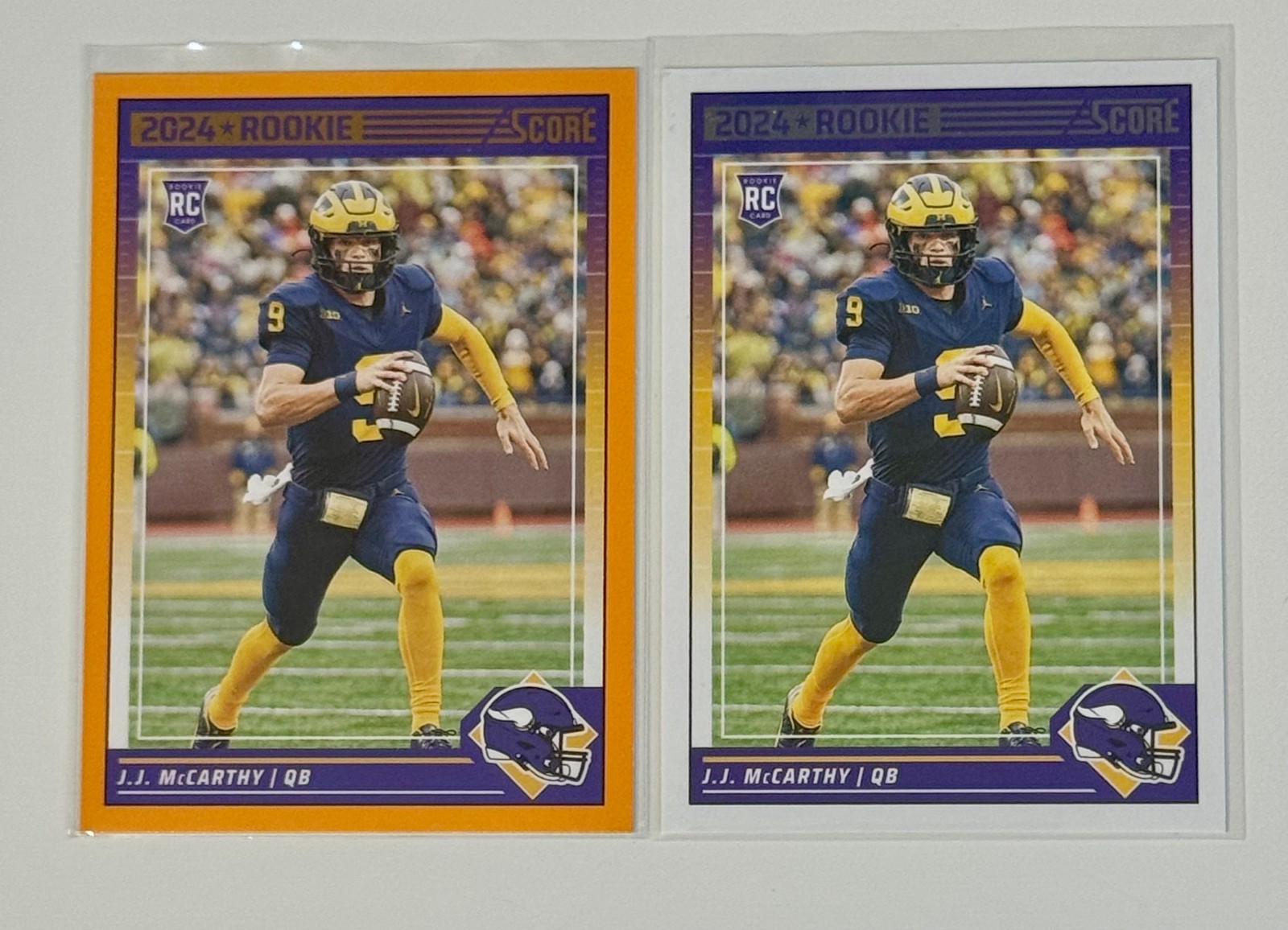 2024 Score - Rookies J.J. McCarthy #304 (RC) and Orange Parallel