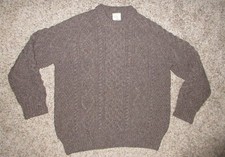 CARRAIG DONN Sweater womens L Cable Knit 100 Wool Made Ireland Gray Hand Knit