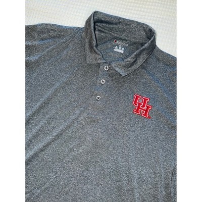 Champion Polo Shirt Mens XL Gray Houston Cougars UH Embroidered Performance