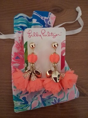 Lilly Pulitzer Full Bloom Tangelo Statement Ohrringe..Neu.Boho....Festival
