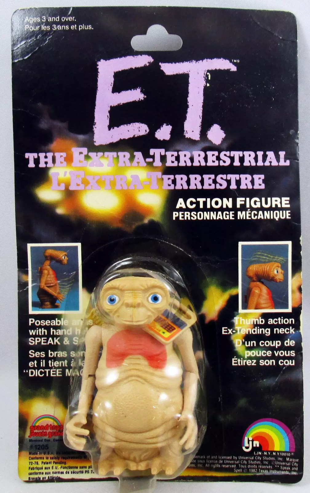 E.T. LJN Grand Toys Ref 1205 figurine 1982 avec Dictée Magique