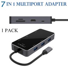 7 in 1 Multiport USB C Hub Adapter Type-C To 4K HDMI USB 3.0, SD/TF Card Reader