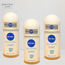 3X 50Ml Nivea DRY ACTIVE Anti Transpirant Deo Roller 72H Roll On Dry Fresh