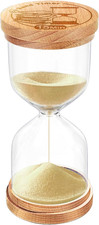 15 Minute Wooden Sand Timer, Hourglass Light Gold Small Sand Clock for Desk Deco