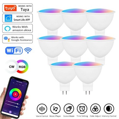 1-10PCS 5W MR16 LED Smart Bulb Works Control with WiFi Tuya For Smart Home Alexa