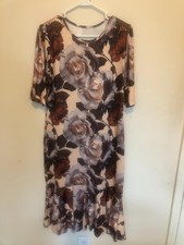 New retro versatile fashion floral print women's dress large  L new